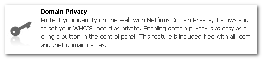 Netfirms 對 Domain Privacy 的說明