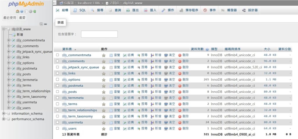 網站搬家phpMyAdmin